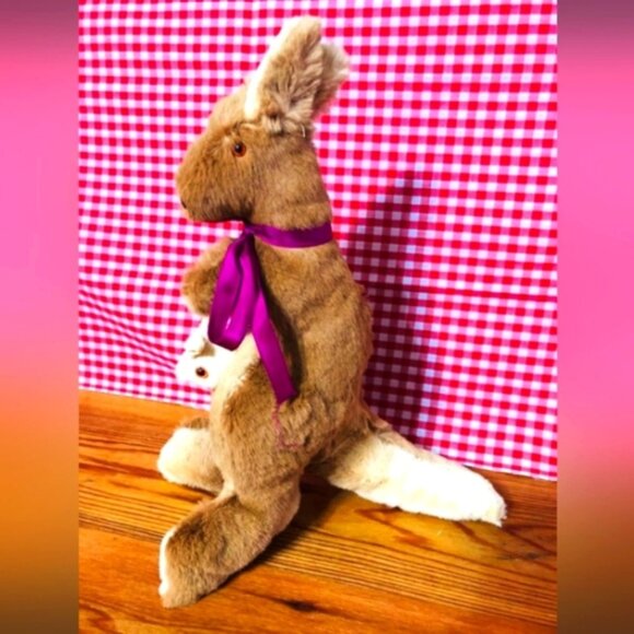 Vintage Stuffed Fur Kangaroo Joey Animal Stuffy Atralia Souvenir - Picture 4 of 8